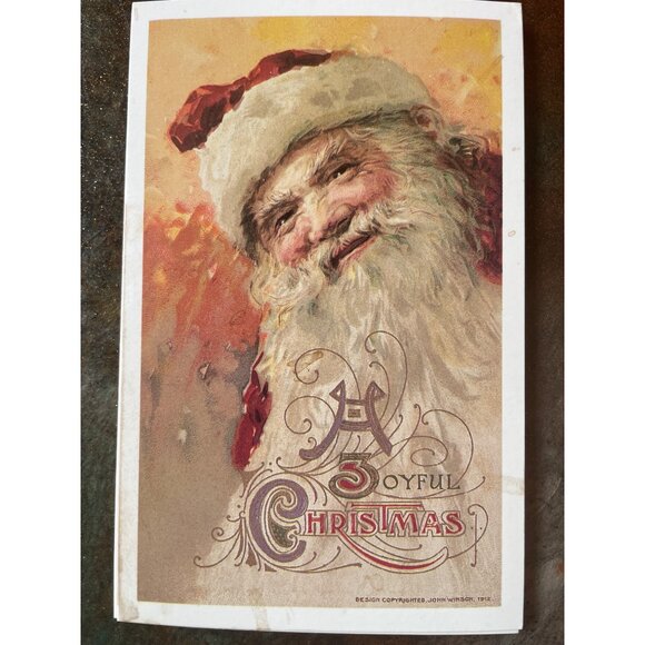 Vintage Victorian Christmas & New Year Postcards Set Girls Boys Santa Angels - Picture 2 of 11